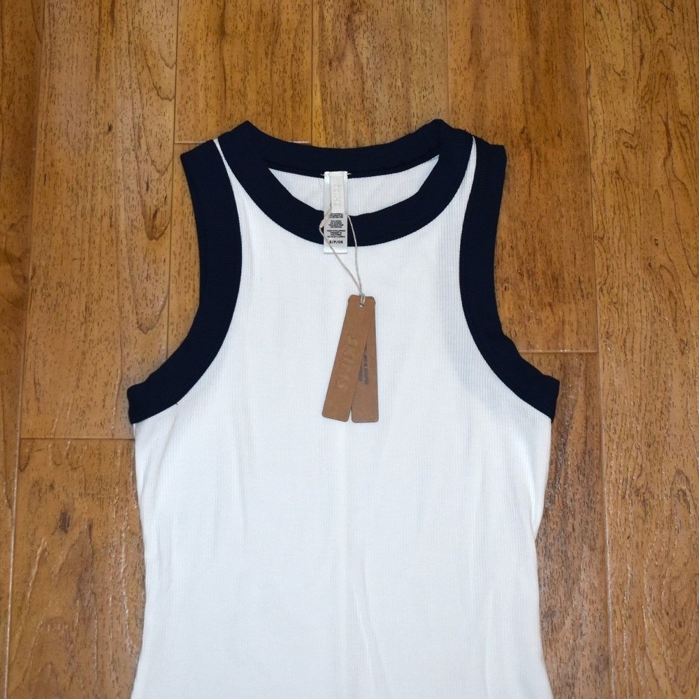 Skims Soft Lounge Dress Womens Small Marble Multi Ribbed Ringer Midi Sleeveless - Picture 1 of 6